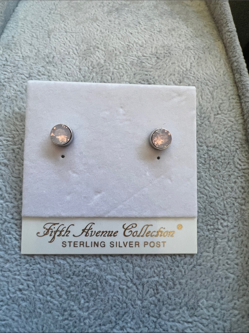 Fifth Avenue Collection Pink Crystal Sterling Silver Stud Earrings